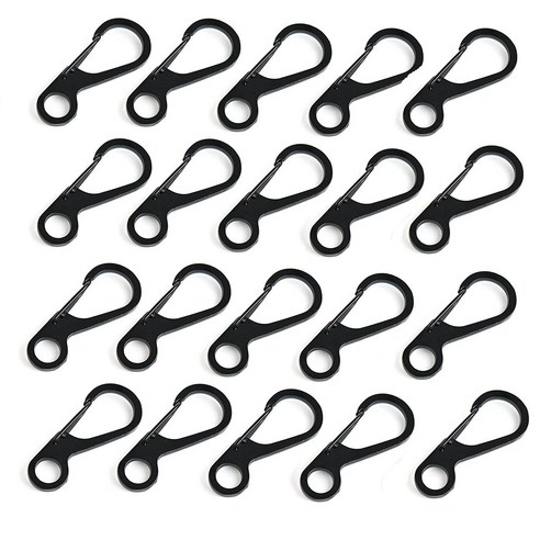 Retemporel 20개 미니 SF 배낭 스프링 걸쇠 Carabiners 장비 생존 EDC Paracord 스냅 후크 Keychainl 버클 클립 블랙, 검은 색