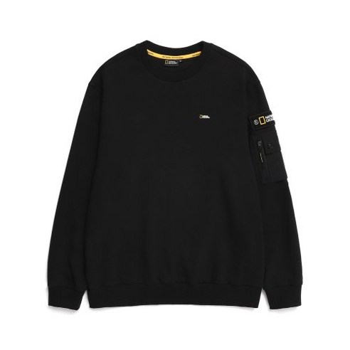 내셔널지오그래픽 N224USW010 이스누 소매포켓 세미오버핏 스몰 로고 맨투맨 티셔츠 CARBON BLACK N224USW010198