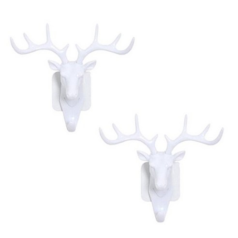 리빙듀오 북유럽 사슴 벽걸이 후크, 화이트, 2개