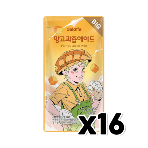 델라페 빅 망고과즙에이드 아이스파우치음료 340ml x 8개