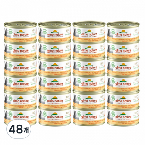 알모네이쳐 고양이 주식캔, 70g, 참치와 새우, 48개