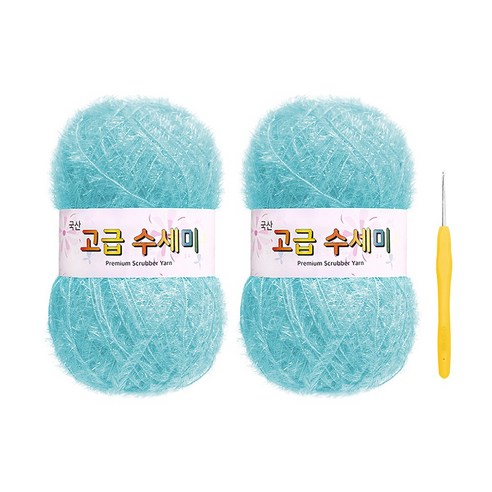 울클럽 별꽃수세미 DIY 고급수세미실 80g 2볼 + 코바늘 6호 (동영상제공), 155소프트마린