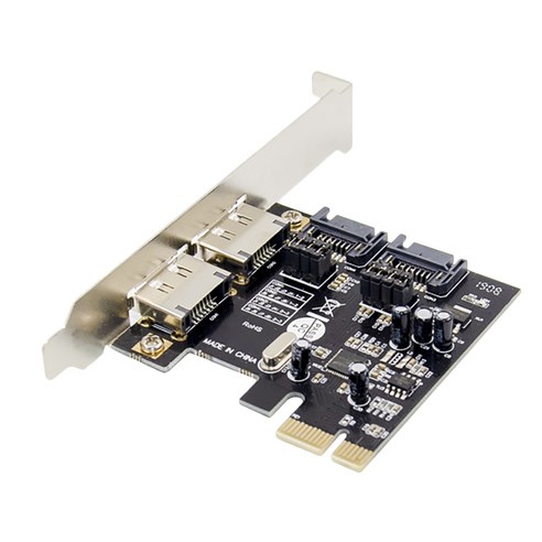 AFBEST PCIE ESATA SATAIII 확장 카드 PCI-E-2- 포트 SATA3.0 6Gbit / S ASM1061 SSD 솔리드 스테이트 드라이브, 검정