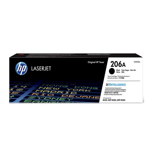 HP 정품토너 206A검정 파랑 노랑 빨강 (M255nw M255dw M282nw M283fdn M283fdw 레이저 프린터용), 1개, W2110A 검정