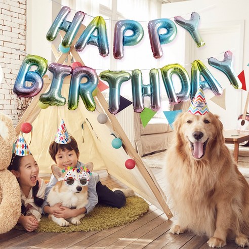 호일풍선세트(생일)+고깔모자3p+생일안경, 생일호일_레인보우+고깔3p(레인보우)+생일안경_화이트