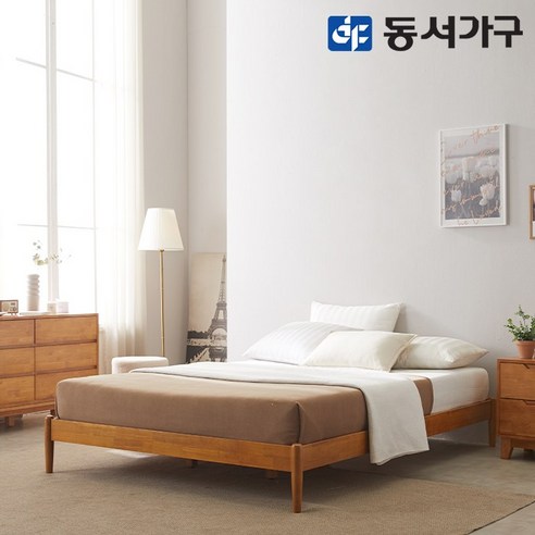 침대프레임  동서가구 홈즈 바덴 원목 무헤드 침대 프레임 퀸 Q HDP091