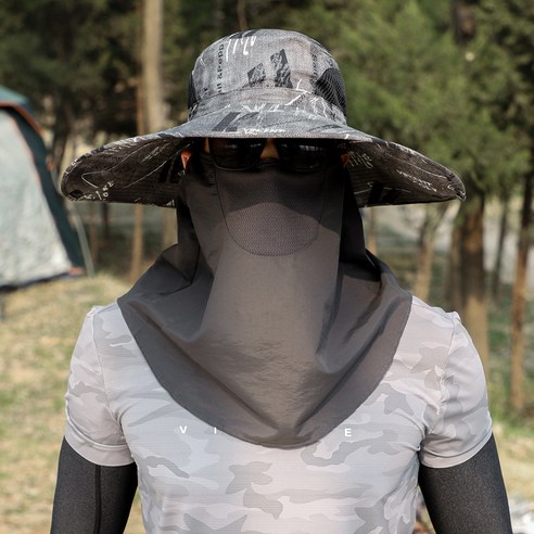 DFMEI 모자남성 선캡 여름 야외에서 얼굴 가리개 등산 카모플라쥬 자외선 차단제입니다.선 버킷햇 선캡입니다, DFMEI S5