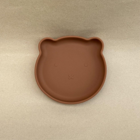 urvs 곰돌이 실리콘 접시 흡착접시 유아식판 실리콘 곰돌이 식판, caramel, 1개