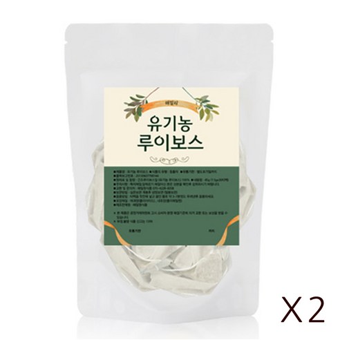 유기농 루이보스 티 삼각 티백, 2세트, 30개입, 1.5g
