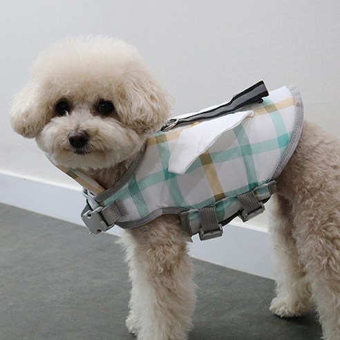 허니듀 강아지 구명조끼 턱받이, 체크날개, 1개