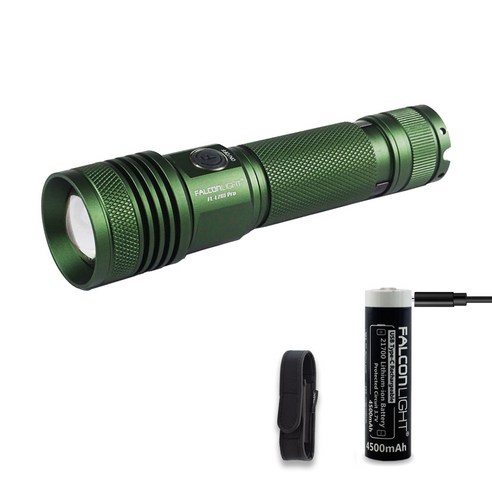 팔콘라이트 FL-LZ01PRO USB C 직접충전 고출력 LED손전등 후레쉬, 올리브 세트(배터리포함), 1개