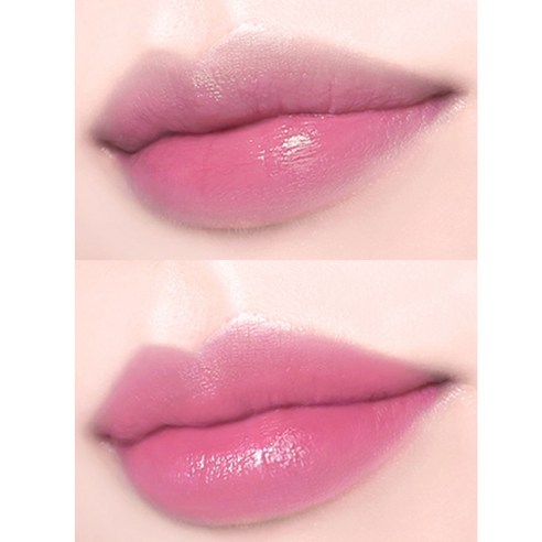 자연스러운 그라데이션과 글로시한 쉬머 마감으로 입술을 매력적으로 연출하는 핑크 계열의 컬러 체인징 립스틱