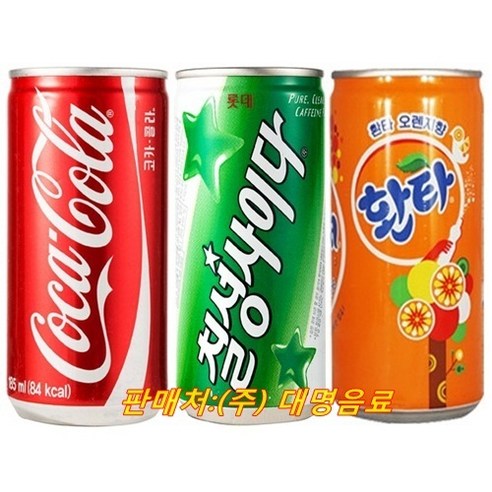 [코카콜라] 190mlx(10캔)+칠성사이다190mlx(10캔)+환타오렌지190mlx(10, 30개, 190ml