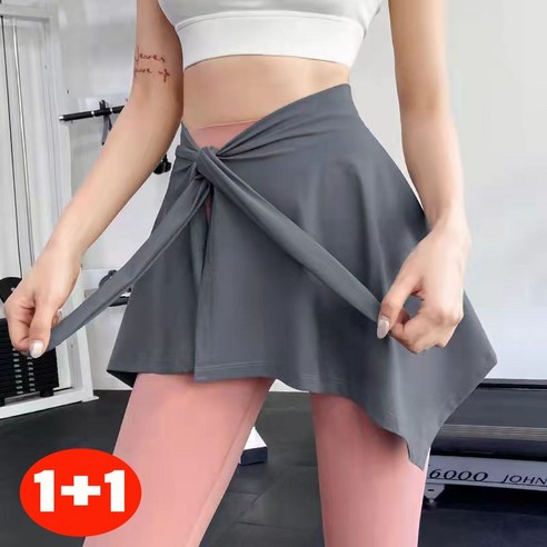 1+1 코차이 여성 요가 필라테스 패션 힙커버 치마레깅스 랩스커트