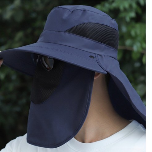 지노스비 자외선 차단 낚시 등산 벙거지 모자, 네이비(진남색), 1개