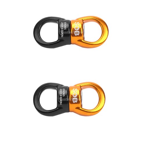 2pcs 30KN 암벽 등반 회전 로터 후크 회전 링 로터리 커넥터 83mm, 블랙, 골드, {"수건소재":"설명"}
