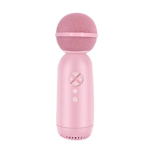 Decdeal 가라오케 블루투스 마이크 녹음 노래 LED 램프 휴대용 무선 LY-168, 핑크