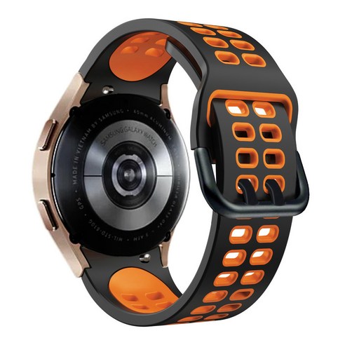 삼성 갤럭시 시계 4 클래식 46mm 42mm / 44mm 42mm 실리콘 스포츠 밴드, Black Orange, galaxy watch 4 40mm