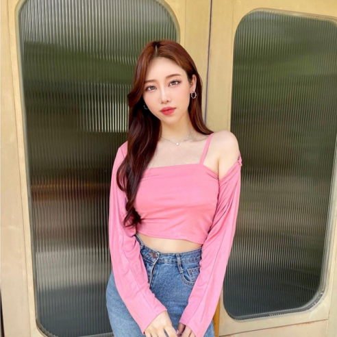 VANANA2 여리여리 여성 끈나시 볼레로 긴팔 가디건 세트