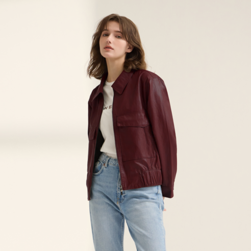 지베르니 여성 봄가을 비건레더 블루종 자켓 (4colors)