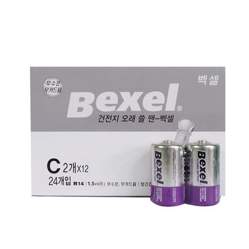 벡셀 망간 건전지 C형 12개(24알) (벌크형) 학교 회사 배터리, 12개, 24개입