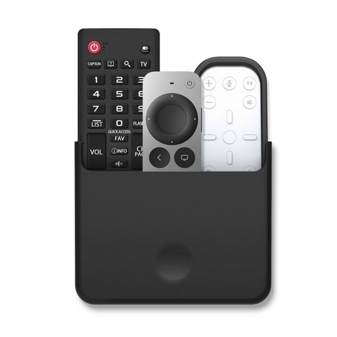 엘라고 R3 2021 애플티비4K 리모컨 케이스 실리콘, 블랙 12 엘라고 리모컨 다용도 월포켓 수납 보관함, 블랙: L사이즈, 1개