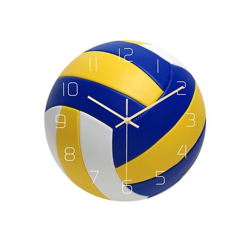 현대 스포츠 벽시계 12'''' 자동 시계 배터리로 작동되는 침실 장식 선물, 배구, {"수건소재":"아크릴"}