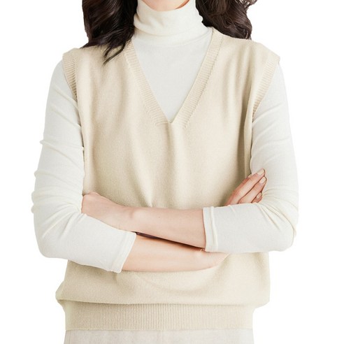 [OKㅣ강추] 지나홈 여성 레이어드 브이넥 니트 조끼 베스트 1P [OKNOWㅣ추천상품]