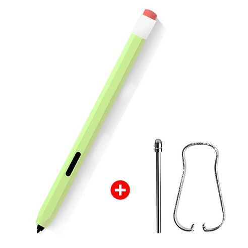 갤럭시탭 S6 라이트 연필 실리콘 커버 케이스 + S펜 둥근형 메탈 펜촉 (핀셋 포함), 그린