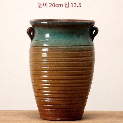 다육 화분 두꺼운 도자기 통기성 오래된 더미 도자기 냄비 홈 장식 절묘한 녹색 식물 큰 마법사 세라믹 꽃 장치, WY--01바이노럴 노란색 하단 녹색-큰