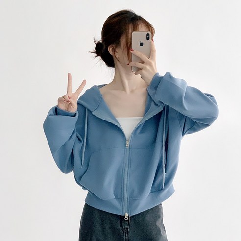 [9컬러/국내제작] 데이지클로젯 아보카도 긴팔 투웨이 크롭 후드집업 / 봄 여름 가을 겨울 오버핏 루즈핏 학생 교복템 심플 무지 기본템 파스텔 여성 여자 데일리룩 간절기 아우터