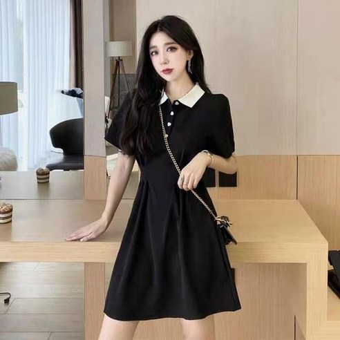 여름 여성 원피스 프렌치 브이넥 슬림핏 원피스 블랙 원피스