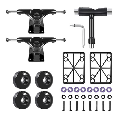 Xzante 스케이트 보드 트럭 휠 52Mm 베어링 ABEC-11 도구 패드 세트, 검정