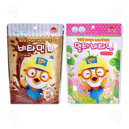 뽀로로 데일리 비타츄잉정 딸기맛+초코맛 2종, 1세트, 15정
