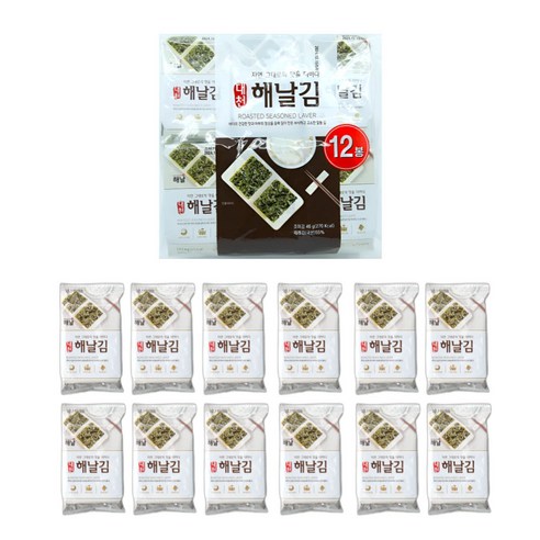 해날 대천 고소한 조미김 도시락 김 4g, 12봉