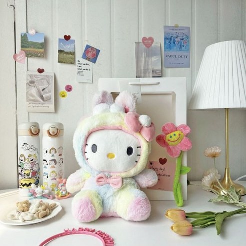 산리오 레인보우 인형 스마일꽃 꽃다발 기념일 생일 선물 세트, 레인보우 헬로키티