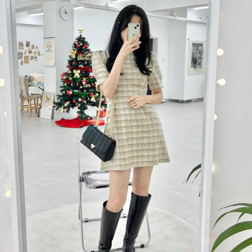 투디 제니 하운드 체크원피스