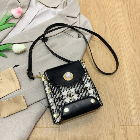 KORELAN 네트 레드 미니백 여자 가을 심플 2022 트렌디 체인 크로스 핸드폰 가방 캐주얼 체크 스퀘어 가방 품질이 좋다.