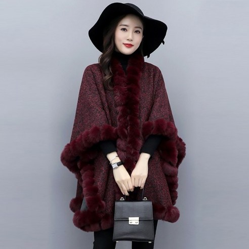 FANSYLI 여성 하프 리버시블 망토 코트, 할인 중인 상품, 겨울용 아우터, 브라운계열 색상, 리버시블 디자인, 61% 할인율, 무료 배송료