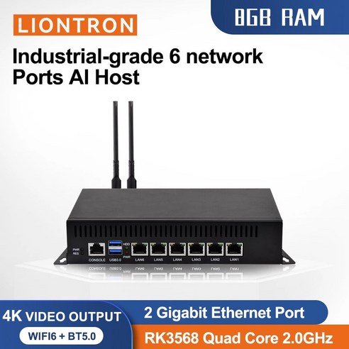 Liontron Rockchip RK3568 스마트 미니 PC 6 기가비트 이더넷 포트 지지대 Msata PSE 광전압 18V-52V NAS 라우터용, [04] 4G 64G