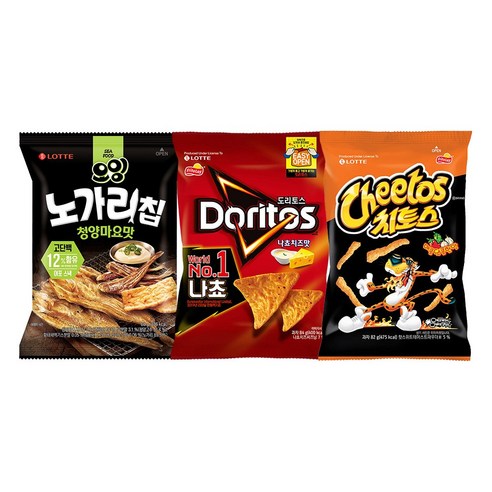오잉 노가리칩 청양마요X3개+도리토스 나쵸치즈X3개+치토스 매콤달콤X3개, 단품