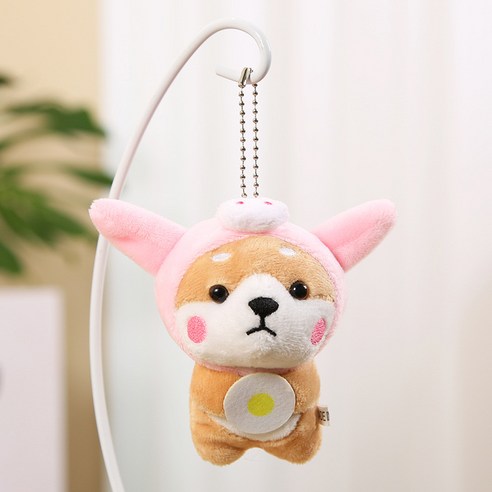 [무지개샵]귀여운 강아지 봉제인형 가방걸이, 핑크, 1개