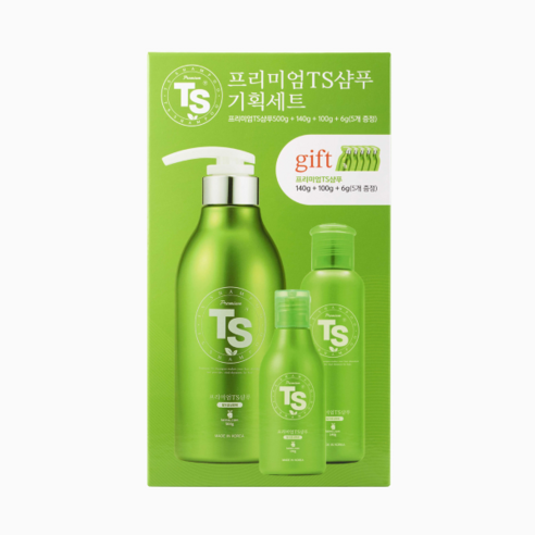 티에스 샴푸 프리미엄 TS 샴푸 770g 구성 (500g+140g+100g+6gx5개), free