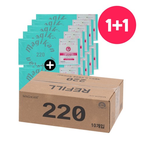 1+1 매직캔 리필 봉투 220 10개입 220R10G(5+5) 베이비파우더향 (호환 M220NS M220A)