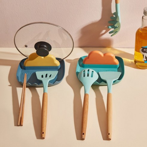 1+1 냄비뚜껑 받침대 조리도구 받침대, 2개, 오렌지+그린