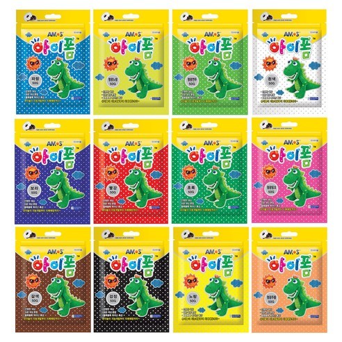 아모스 아이폼 50g 파우치 12색 칼라폼클레이 지퍼백 어린이집 유치원 초등학교 만들기재료 볼클레이 구슬클레이 구슬점토 - 폼/볼클레이 | 쿠팡