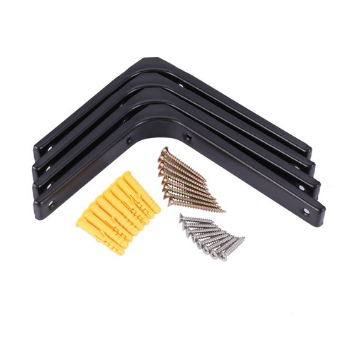노 브랜드 4 PCS 철 벽 선반 브래킷 6x5 인치 헤비 듀티 지원 장식 조인트 각도 브래지어, 검은 색