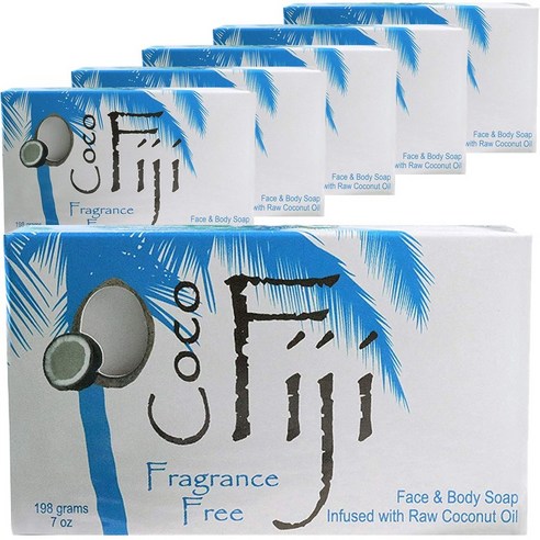 오가닉피지 페이스 앤드 바디 코코넛 오일 비누 글루텐 프리 비건, Fragrance Free, 6개, 198g