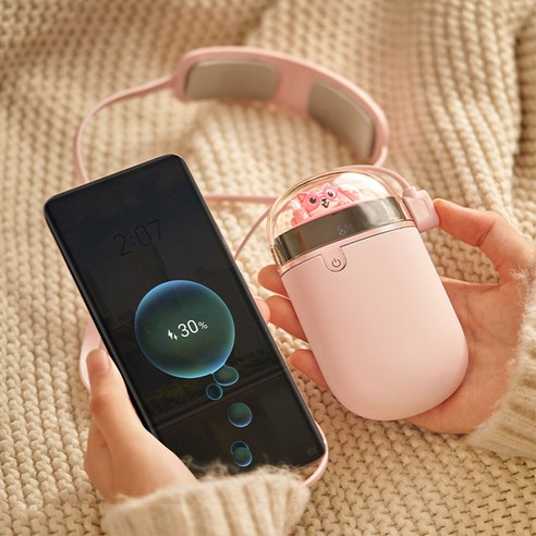 3in1 손난로 충전식 휴대용 양면발열 넥히터 보조배터리 5000mAh, LFPB-001(핑크), 핑크