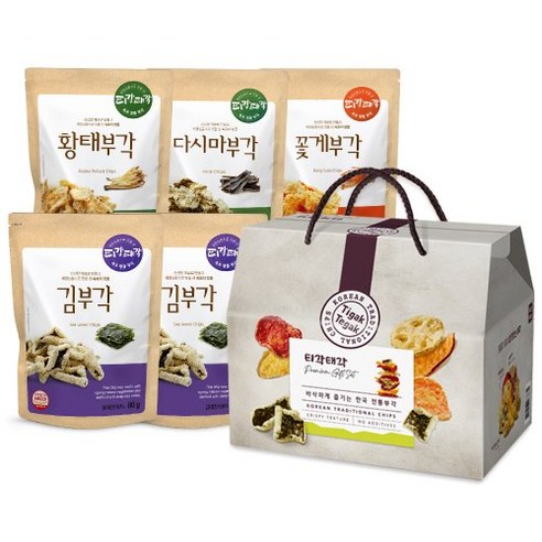 티각태각 부각 김 80g x 2p + 다시마 100g + 꽃게 100g + 황태 100g 선물세트 4호, 1세트